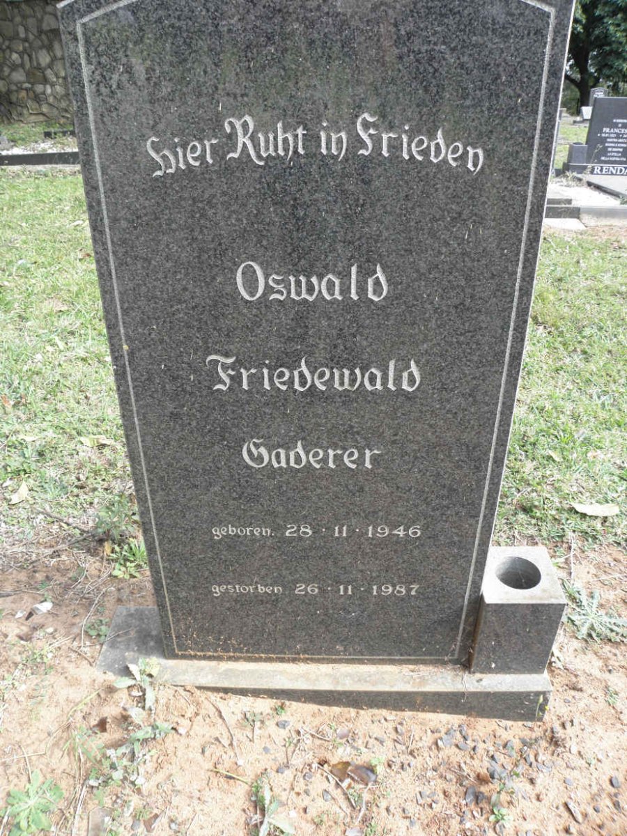 GADERER Oswald Friedewald 1946-1987