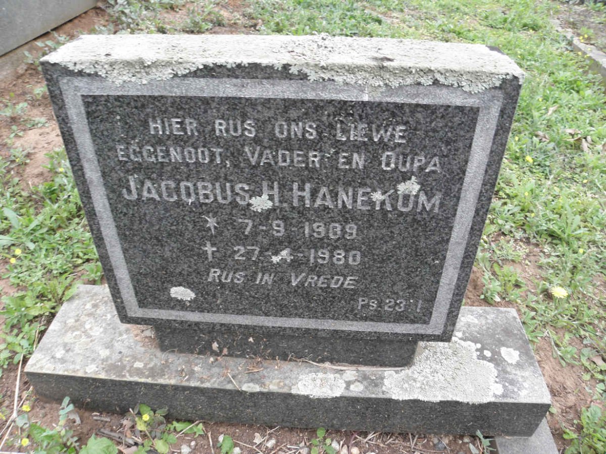 HANEKOM Jacobus H. 1909-1980