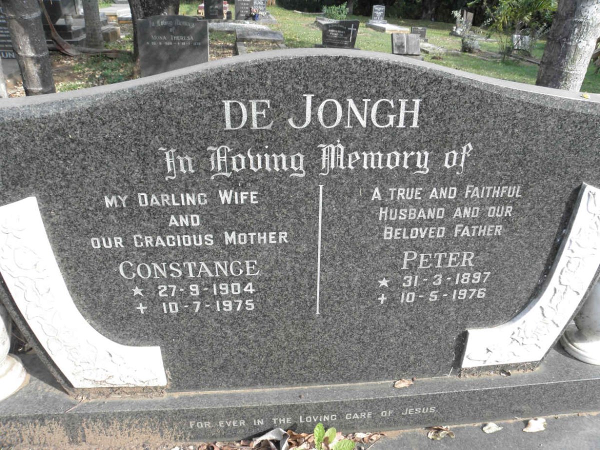 JONGH Peter, de 1897-1976 &amp; Constance 1904-1975