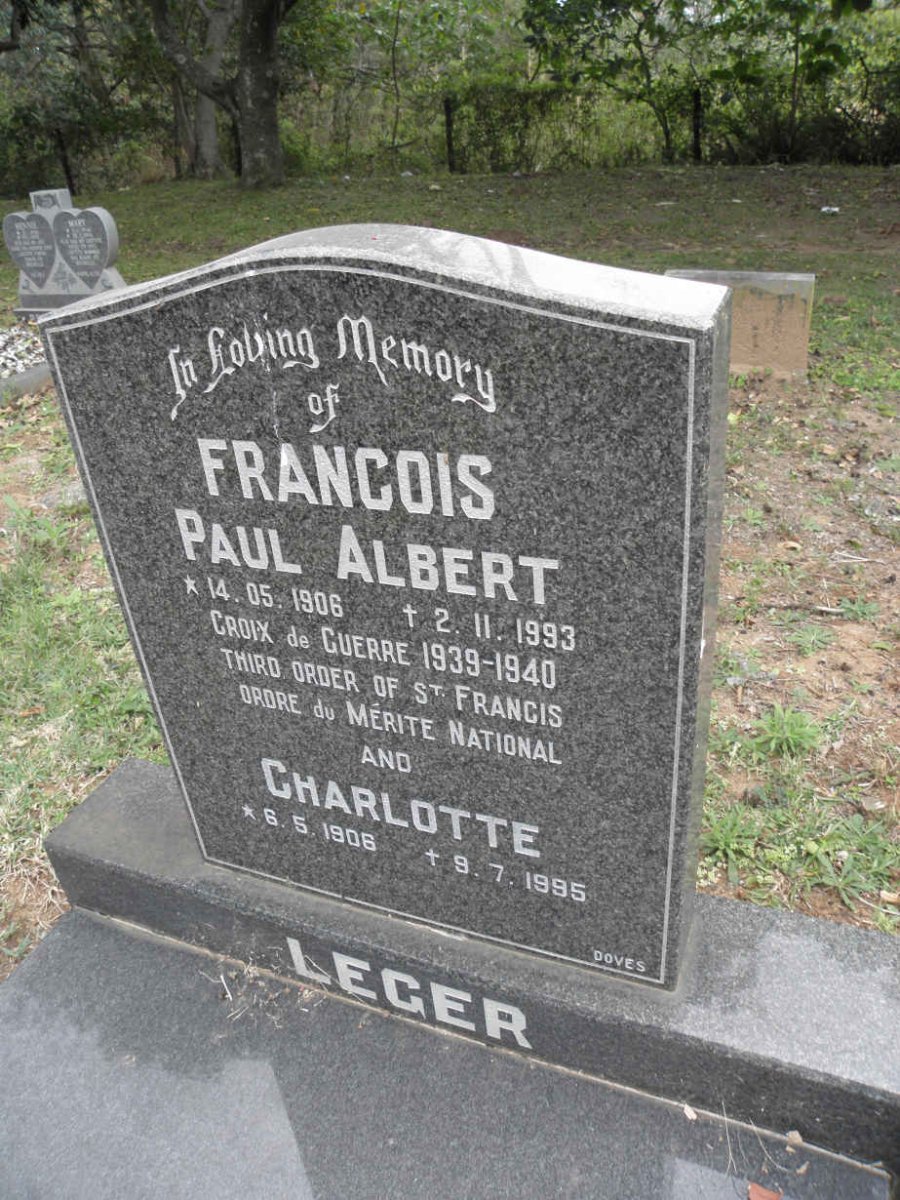 LEGER Francois Paul Albert 1906-1993 &amp; Charlotte 1906-1995