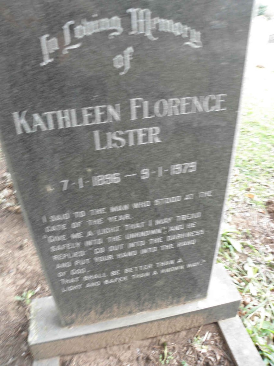LISTER Kathleen Florence 1896-1979