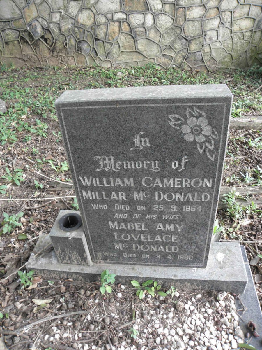 McDONALD William Cameron Millar -1964 &amp; Mabel Amy Lovelace -1990