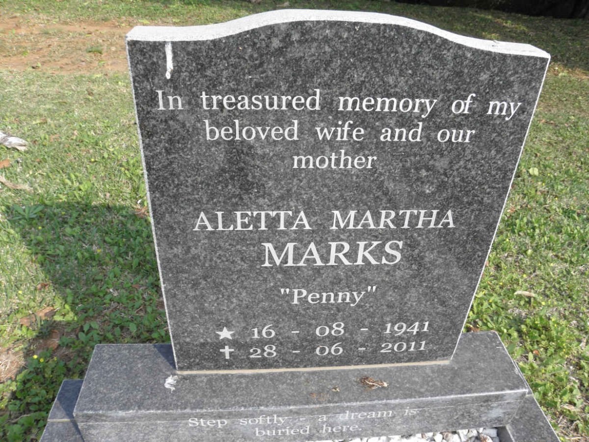 MARKS Aletta Martha 1941-2011