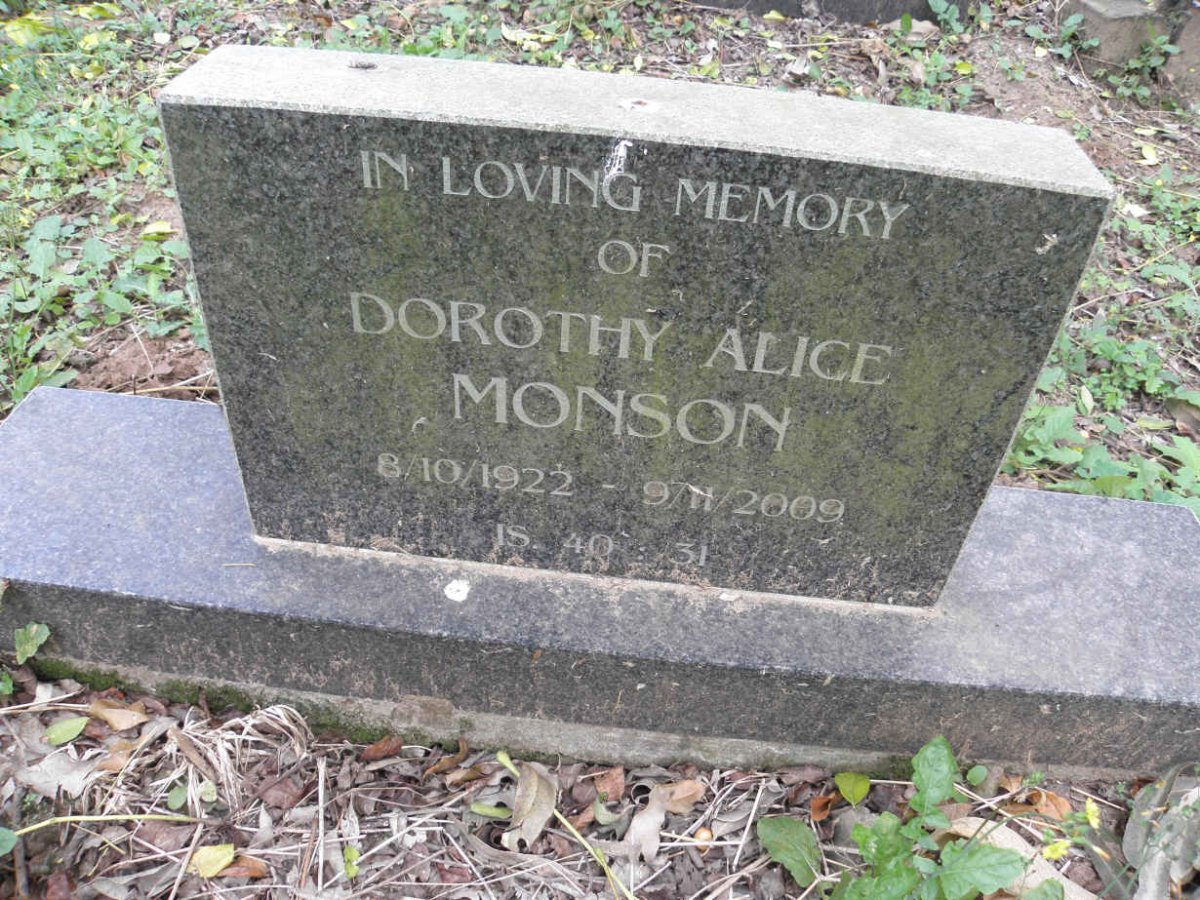 MONSON Sydney George 1914-1996 &amp; Dorothy Alice 1922-2009