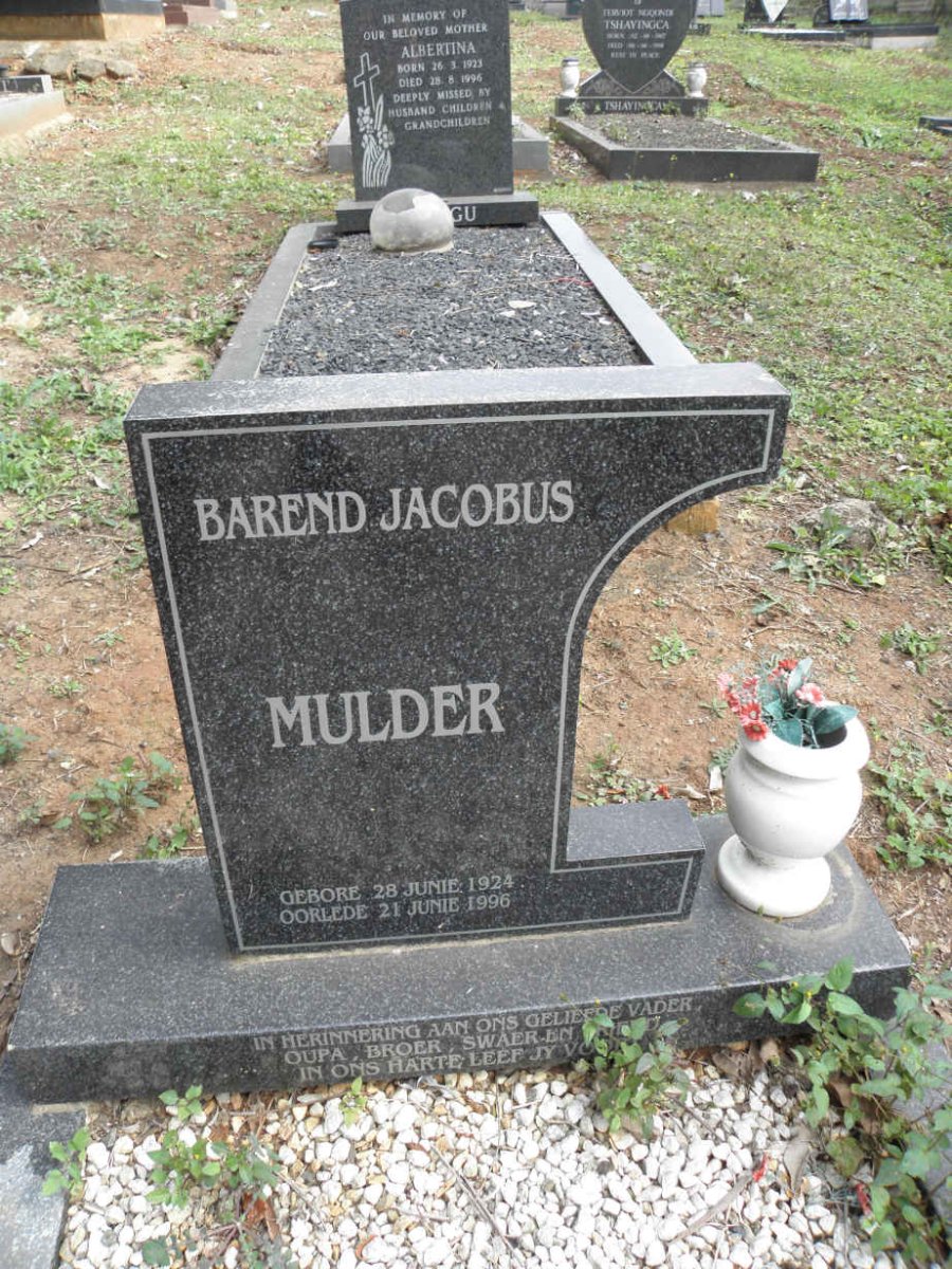 MULDER Barend Jacobus 1924-1996