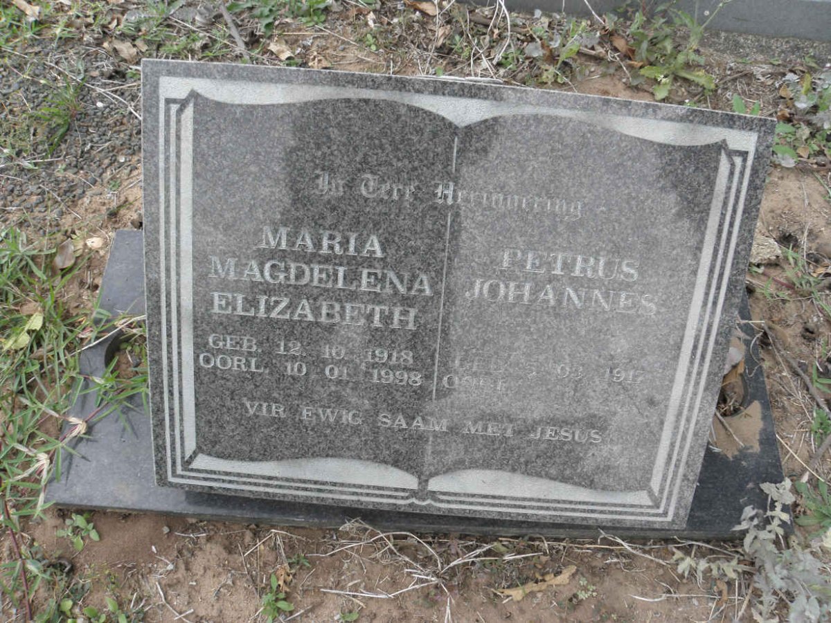 ? Petrus Johannes 1917- &amp; Maria Magdalena Elizabeth 1918-1998