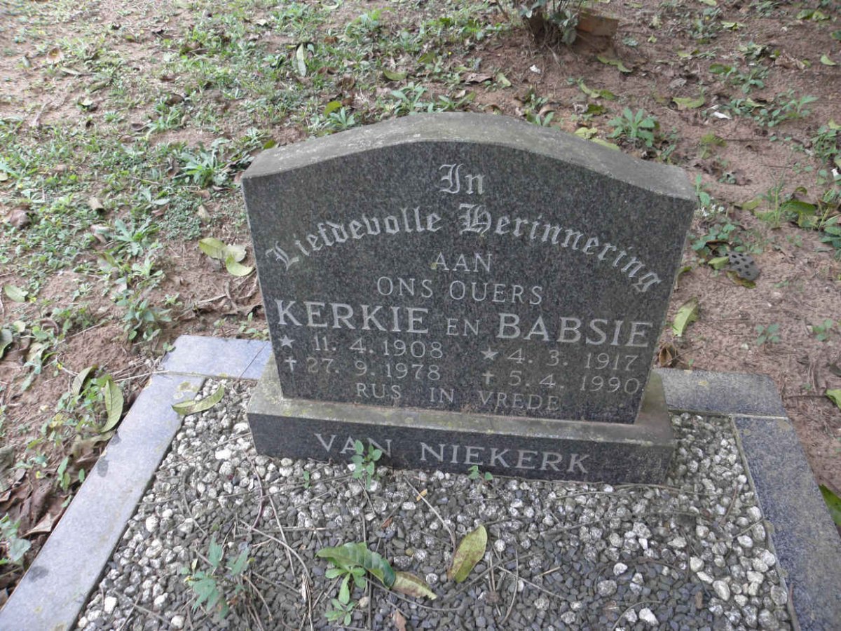 NIEKERK Kerkie, van 1908-1978 &amp; Babsie 1917-1990