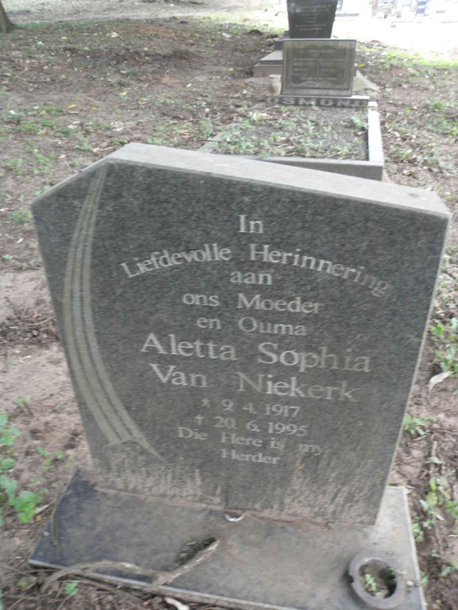 NIEKERK Aletta Sophia, van 1917-1995