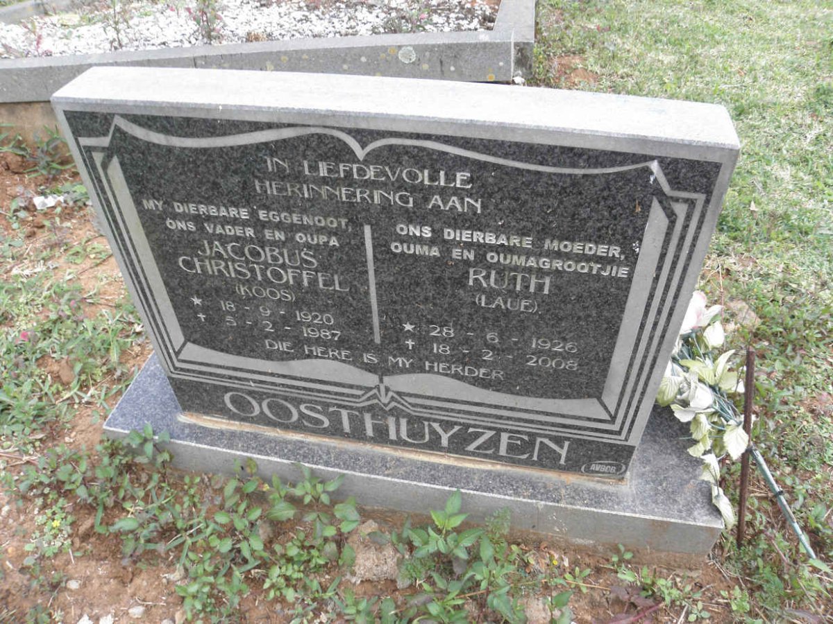OOSTHUYZEN Jacobus Christoffel 1920-1987 &amp; Ruth 1926-2008