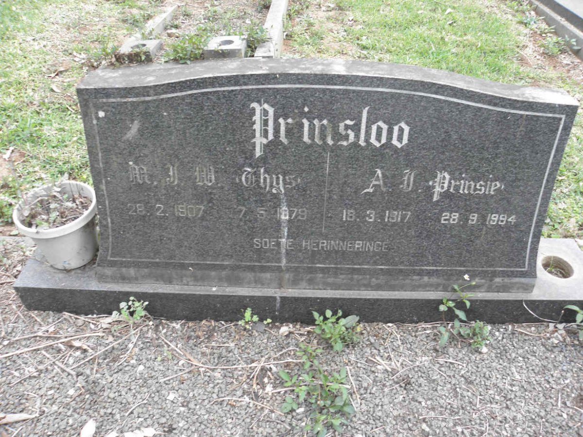 PRINSLOO M.J.W. 1907-1979 &amp; A.J. 1917-1994