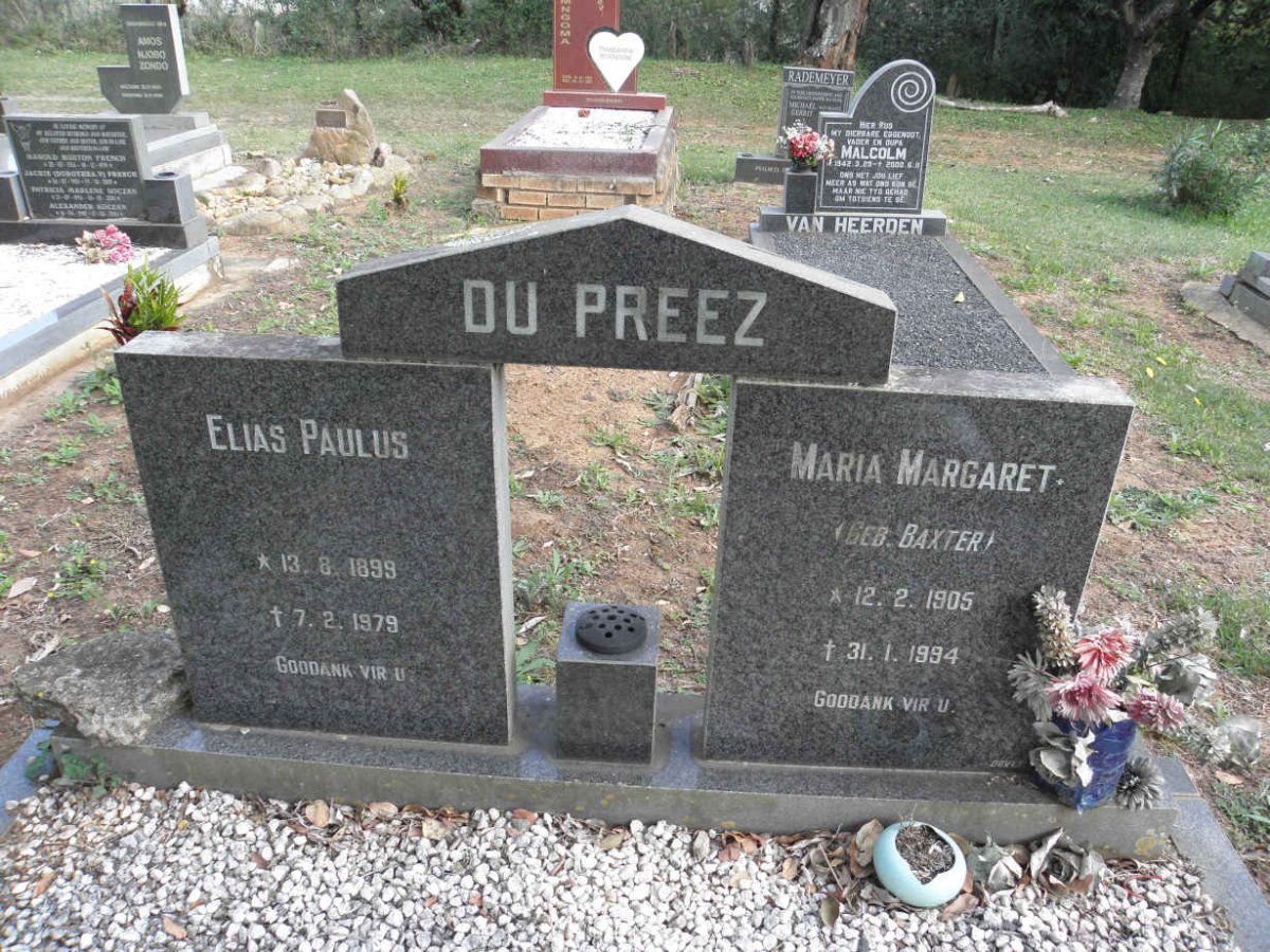 PREEZ Elias Paulus, du 1899-1979 &amp; Maria Margaret BAXTER 1905-1994