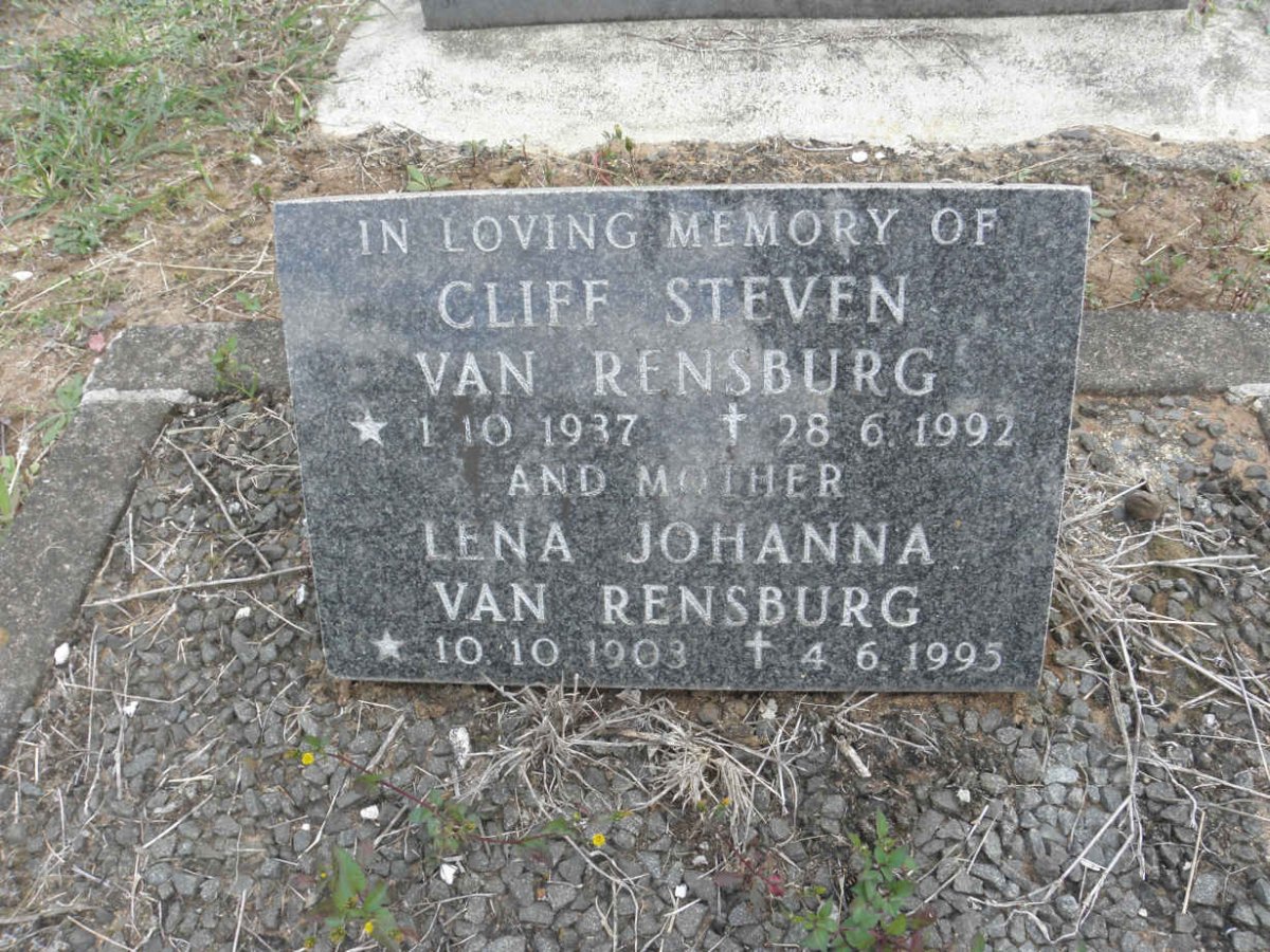 RENSBURG Cliff Steven, van 1937-1992 &amp; Lena Johanna 1903-1995