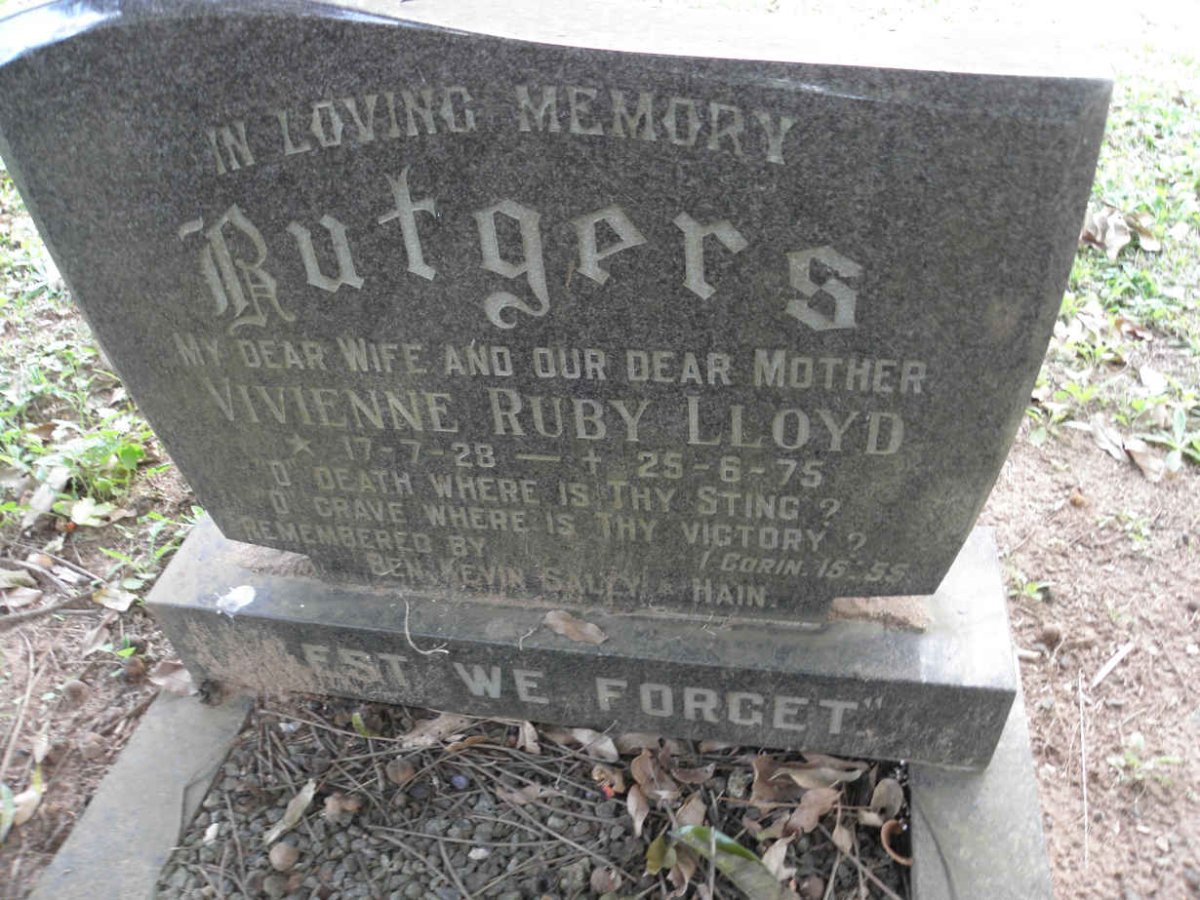 RUTGERS Vivienne Ruby Lloyd 1928-1975