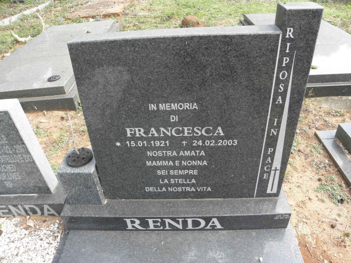 RENDA Michelangelo 1919-1989 &amp; Francesca 1921-2003 :: RENDA Luciano Raffaele 1954-2007