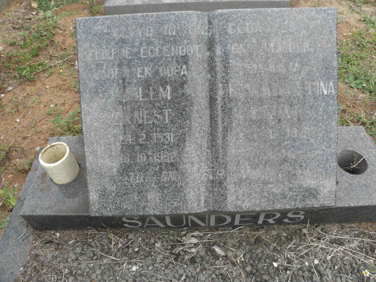 SAUNDERS Willem Ernest 1931-1992 &amp; Johanna ????tina