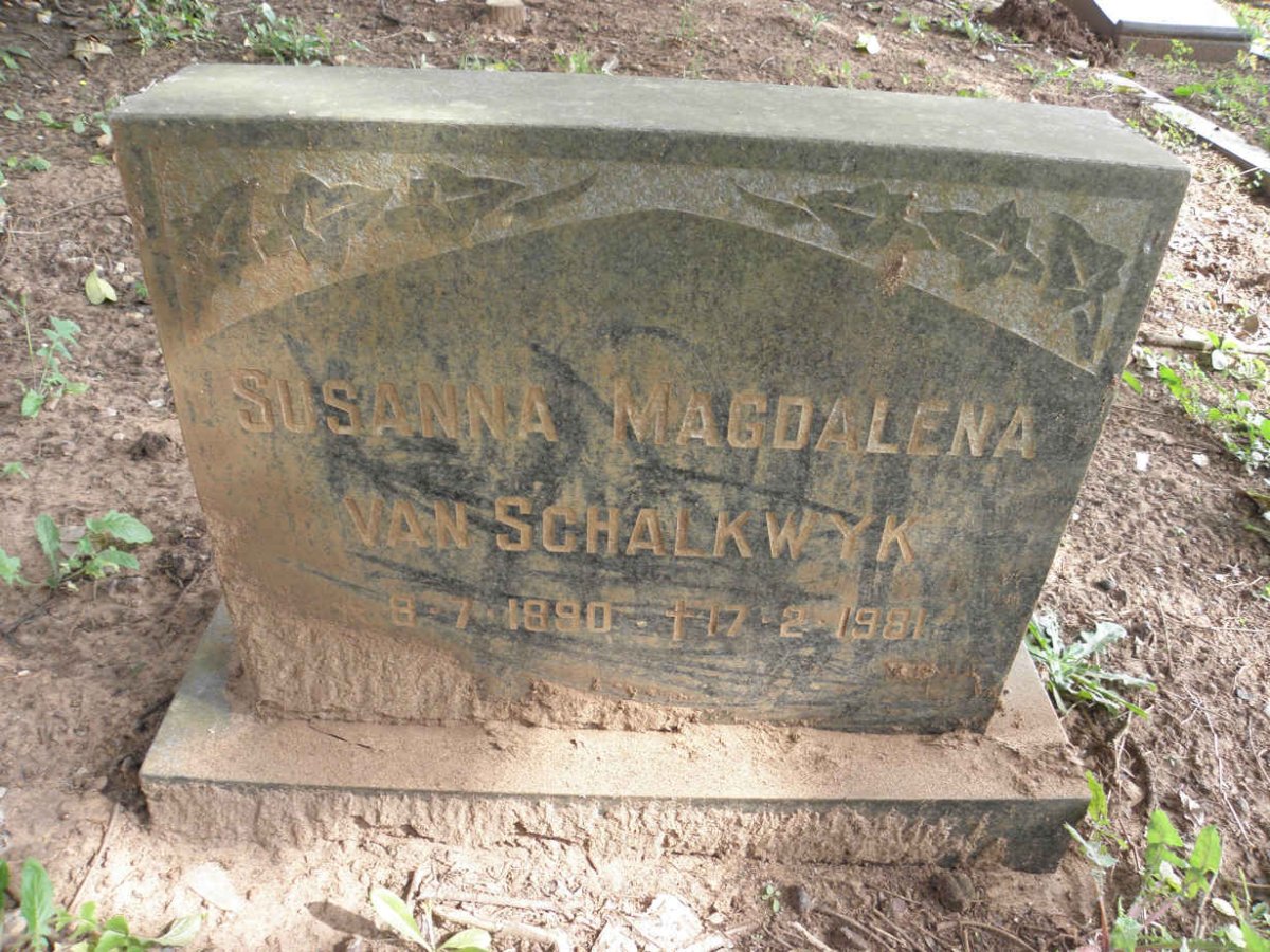 SCHALKWYK Susanna Magdalena, van 1890-1981