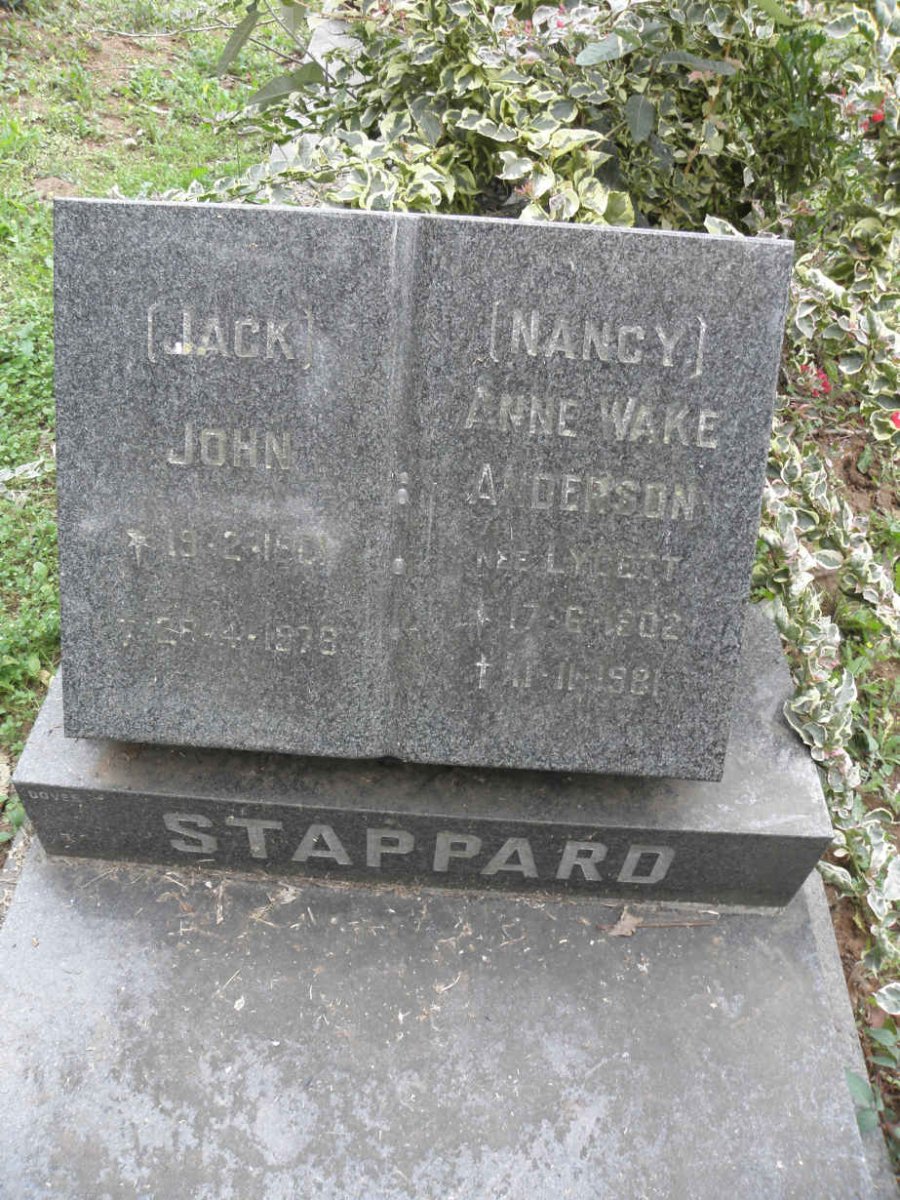 STAPPARD John -1978 &amp; Anne Wake Anderson LYCETT 1902-1961