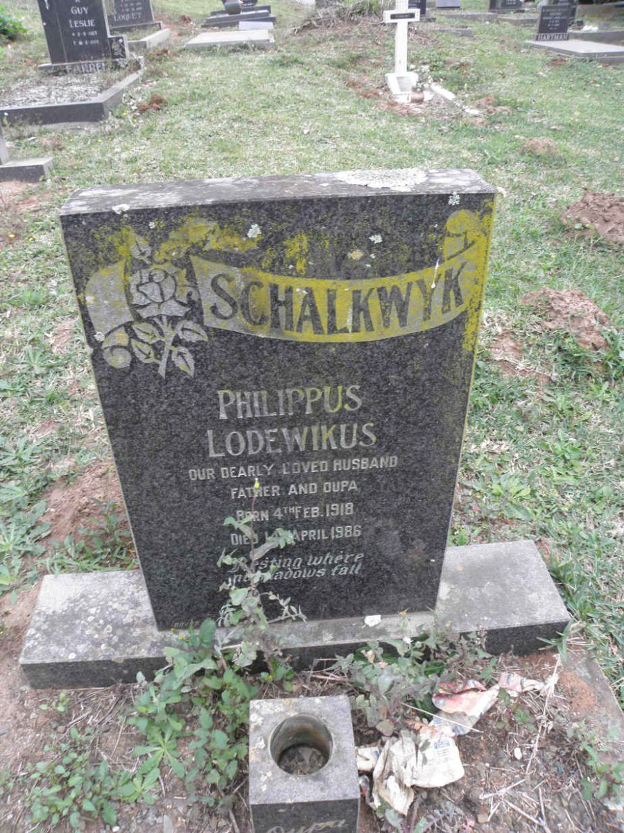 SCHALKWYK Philippus Lodewikus 1918-1986
