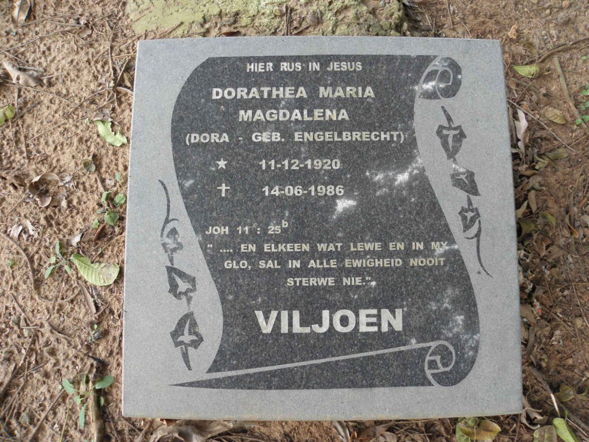 VILJOEN Johannes Jacobus 1916-2009 &amp; Dorathea Maria Magdalena ENGELBRECHT 1920-1986