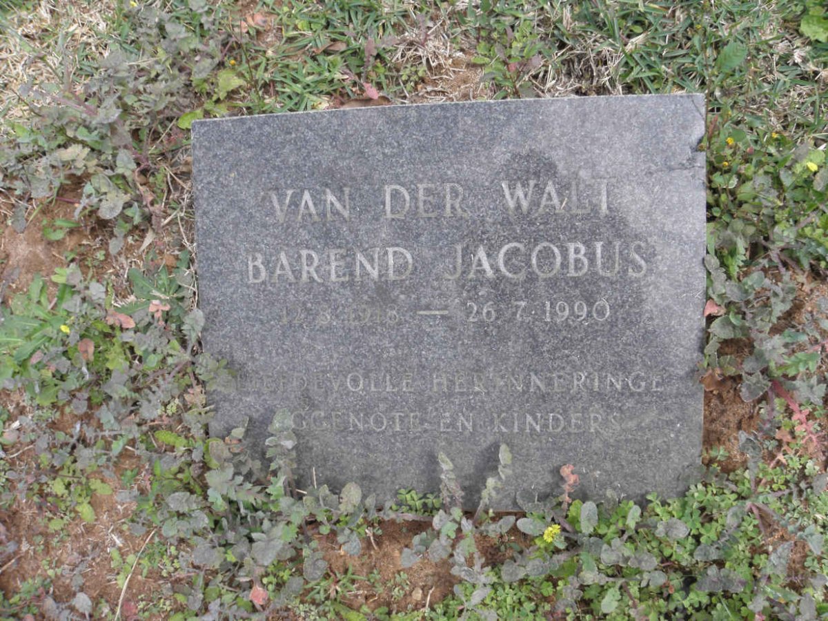 WALT Barend Jacobus, van der 1918-1990