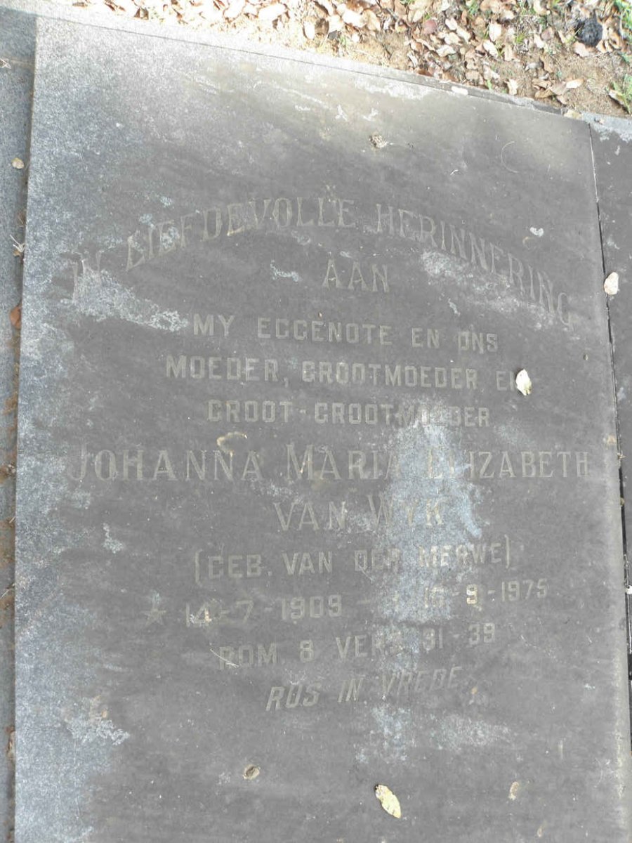 WYK Henning Jacobus, van 1907-1975 &amp; Johanna Maria Elizabeth van der MERWE 1909-1975