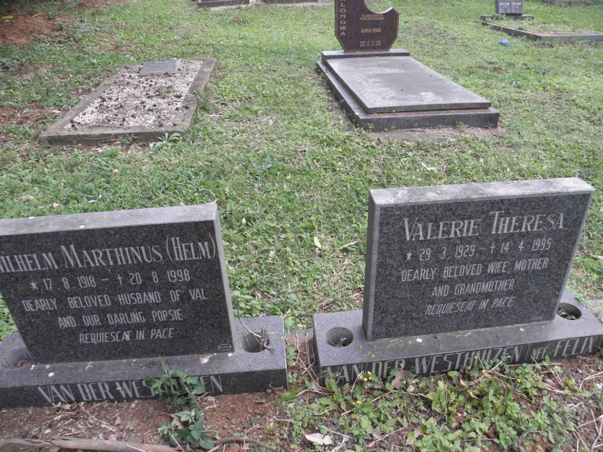 WESTHUIZEN Wilhelm Marthinus, van der 1918-1998 &amp; Valerie Theresa FELIX 1929-1995