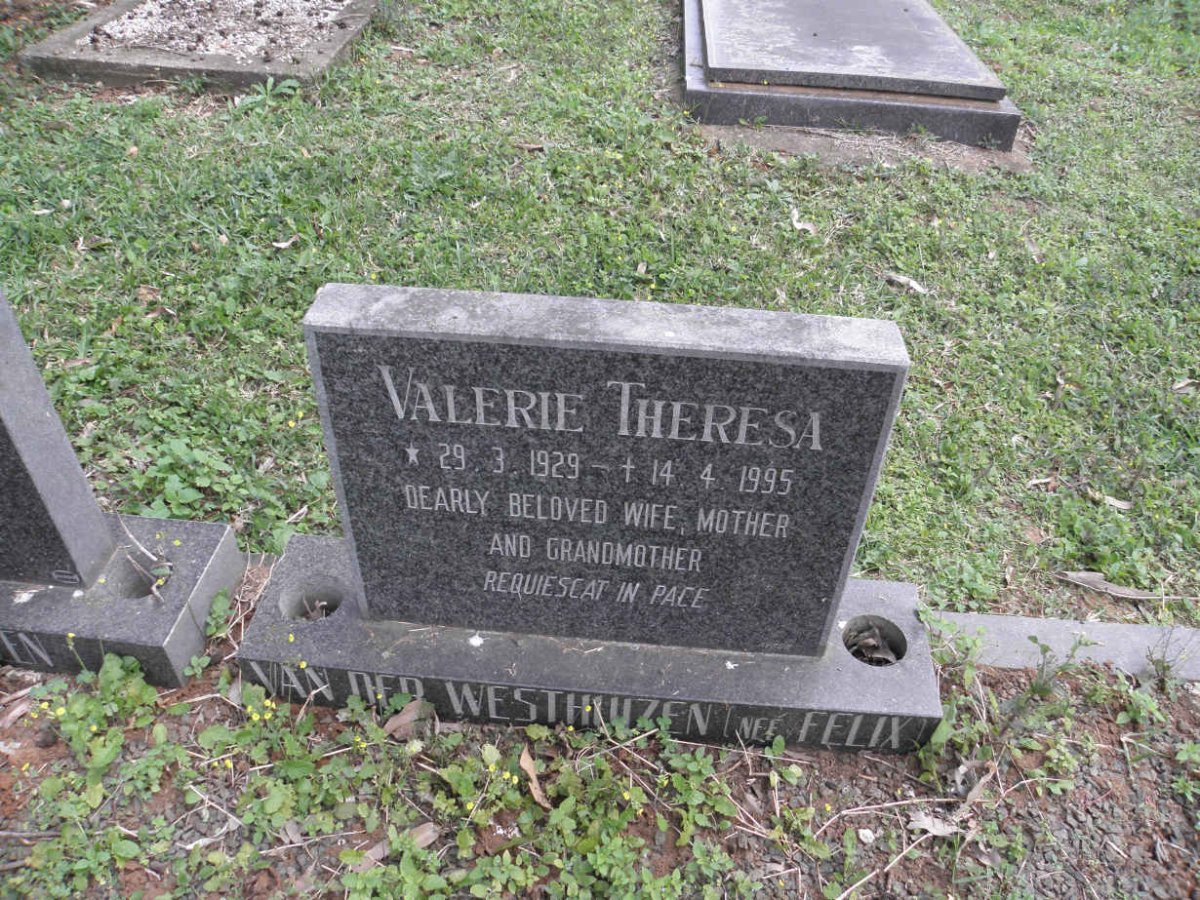 WESTHUIZEN Wilhelm Marthinus, van der 1918-1998 &amp; Valerie Theresa FELIX 1929-1995
