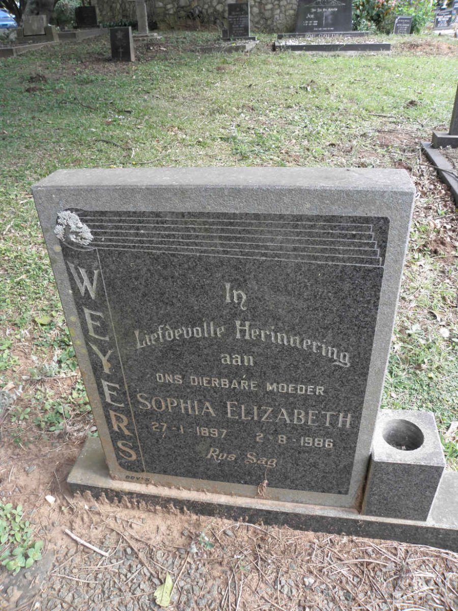 WEYERS Sophia Elizabeth 1897-1986