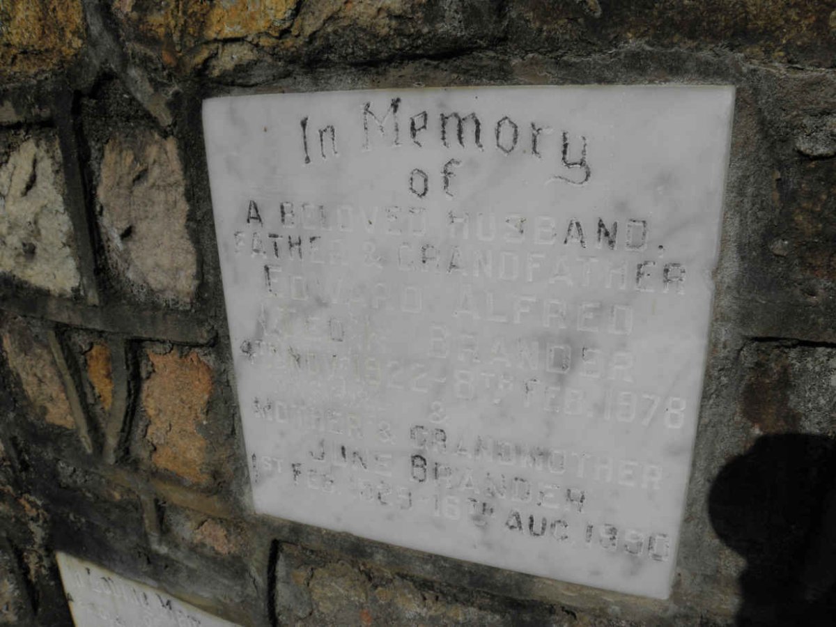 BRANDER Edward Alfred 1922-1978 &amp; June 1929-1990 
