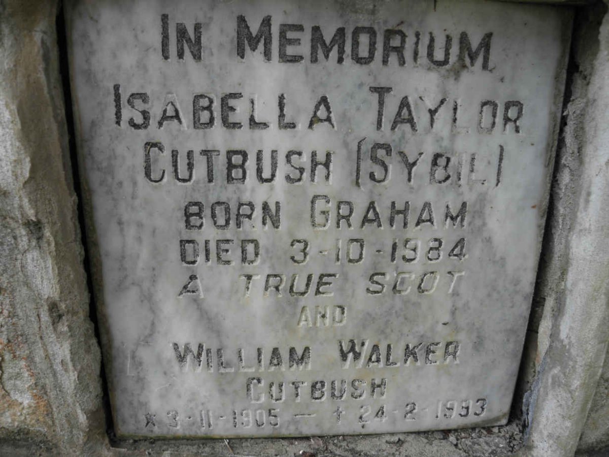 CUTBUSH William Walker 1905-1993 &amp; Isabella Taylor GRAHAM -1984