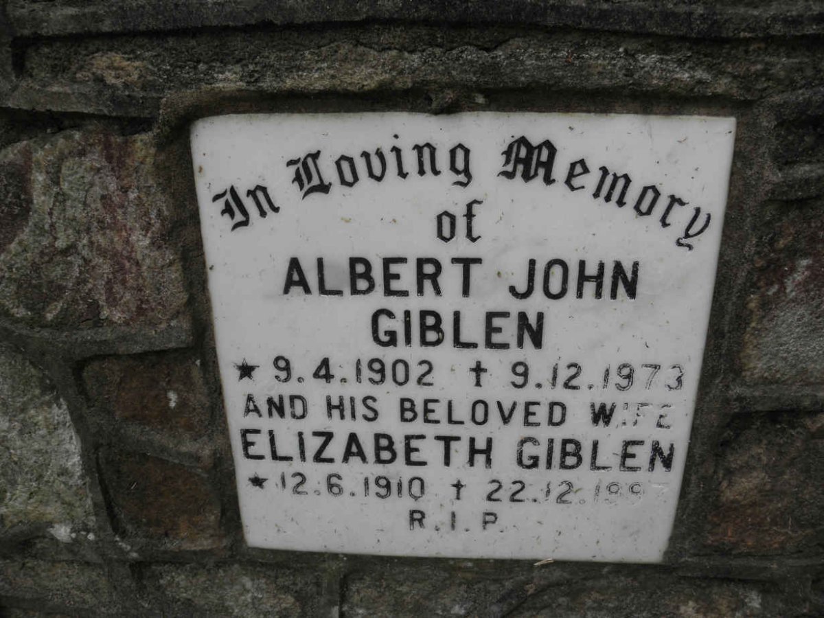 GIBLEN Albert John 1902-1973 &amp; Elizabeth 1910-1997