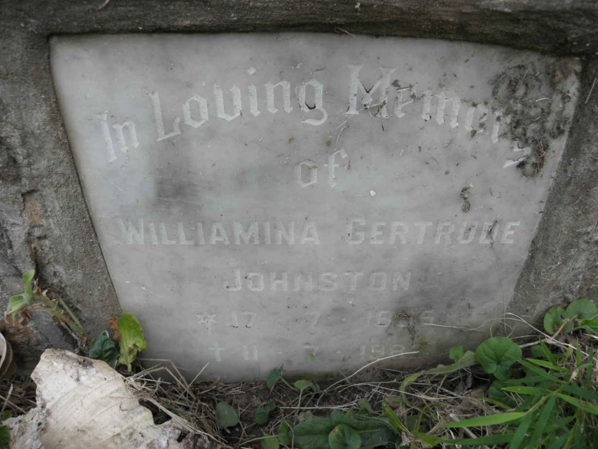 JOHNSTON Williamina Gertrude 1905-198?
