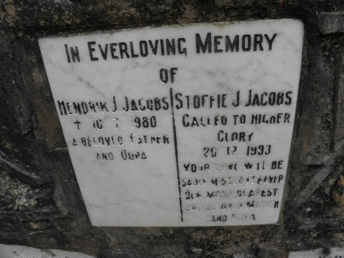 JACOBS Hendrik J. –1980 &amp; Stoffie J. -1993