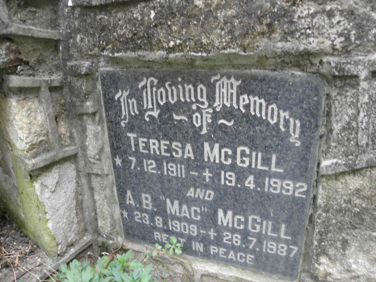 McGILL A.B. 1909-1987 &amp; Teresa 1911-1992
