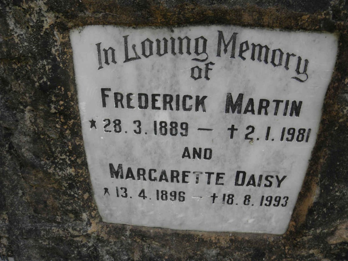 MARTIN Frederick &amp; Margarette Daisy 1896-1993