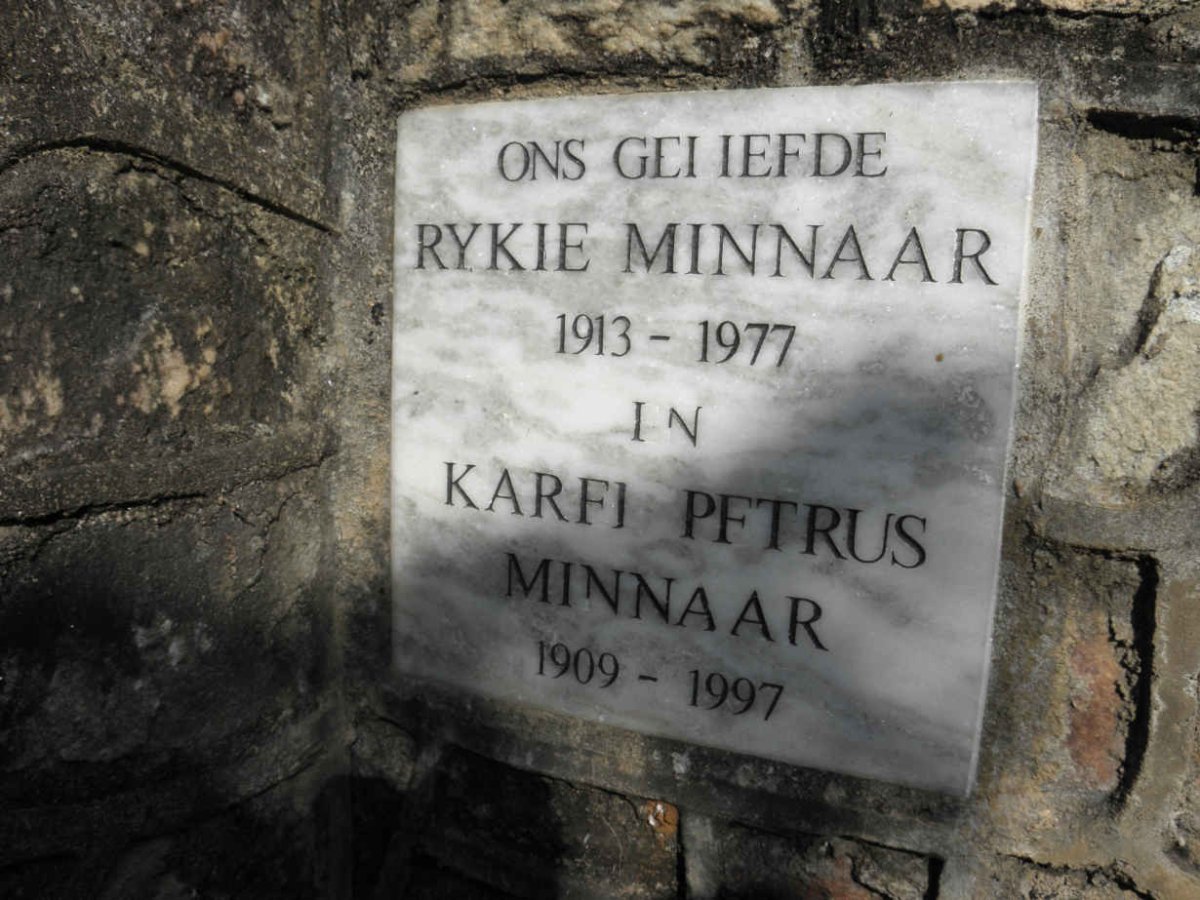 MINNAAR Karel Petrus 1909-1997 &amp; Rykie 1913-1977 
