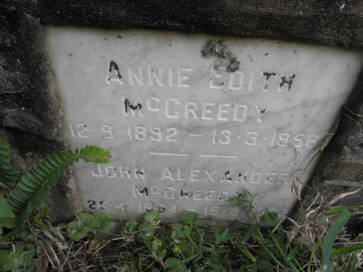 McCREEDY John Alexander 1884-1992 &amp; Annie Edith 1892-1954