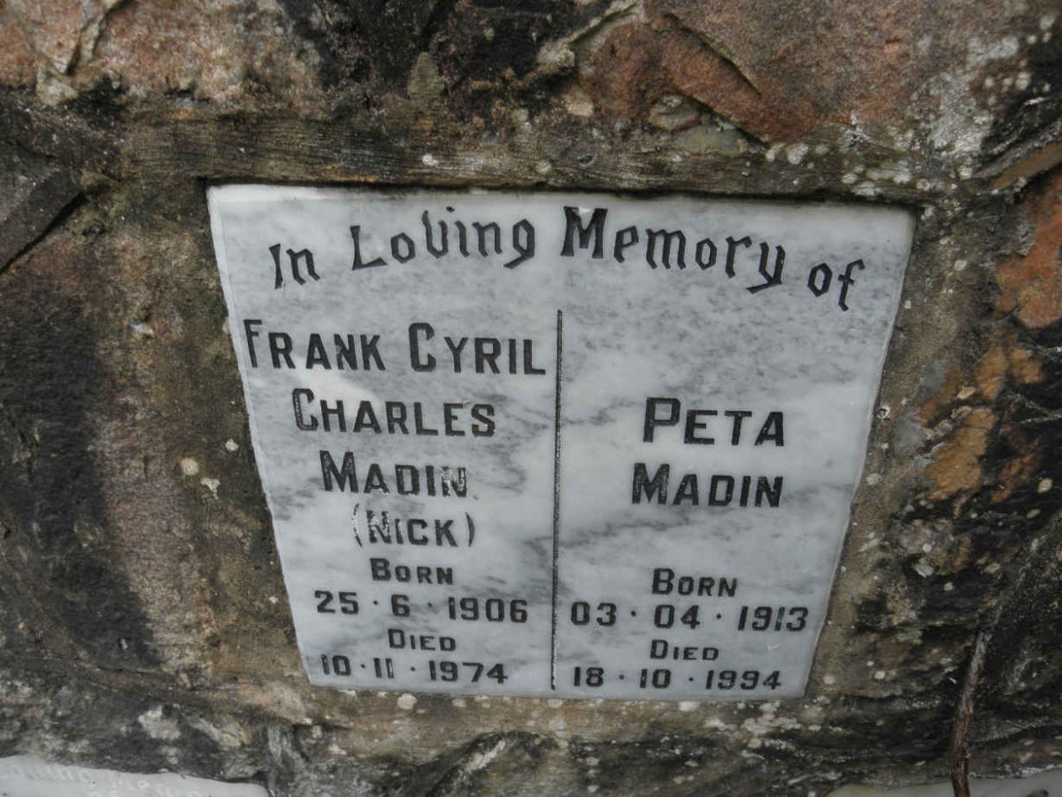 MADIN Frank Cyril 1906-1974 &amp; Peta 1913-1994