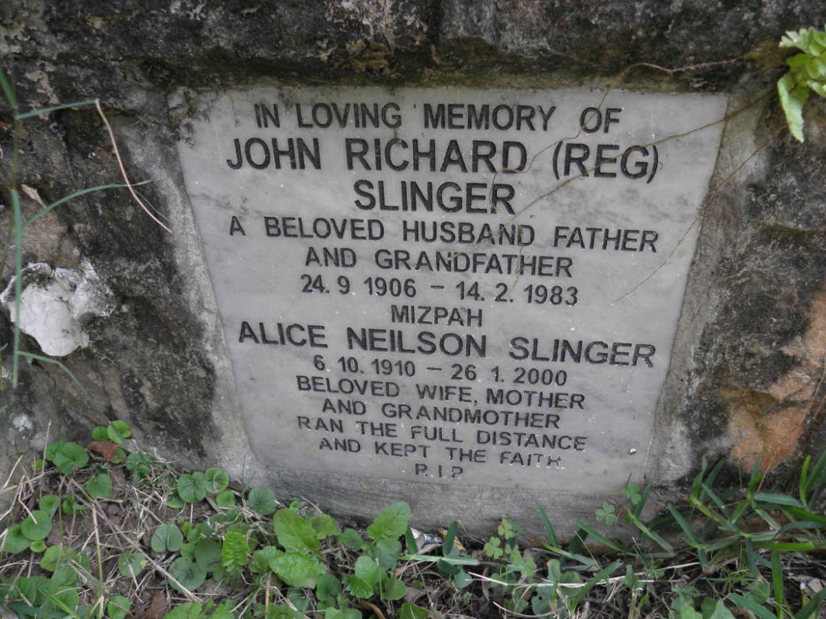 SLINGER John Richard 1906-1983 &amp; Alice Neilson 1910-2000