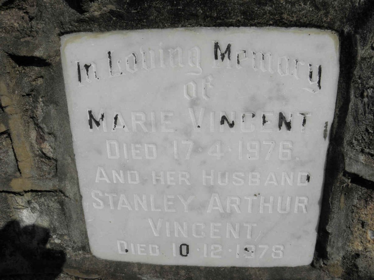 VINCENT Stanley Arthur -1978 Marie -1976