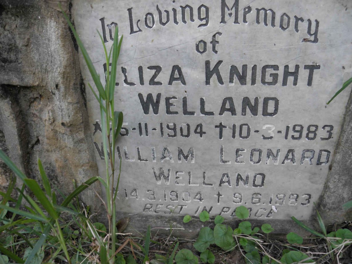 WELLAND William Leonard 1904-1983 &amp; Eliza Knight 1904-1983