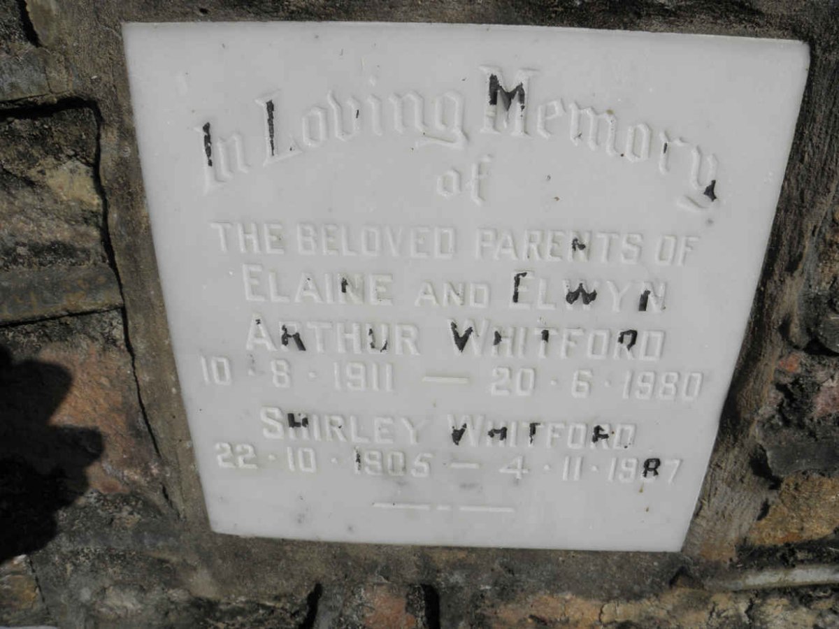 WHITFORD Arthur 1911-1980 &amp; shirley 1905-1987