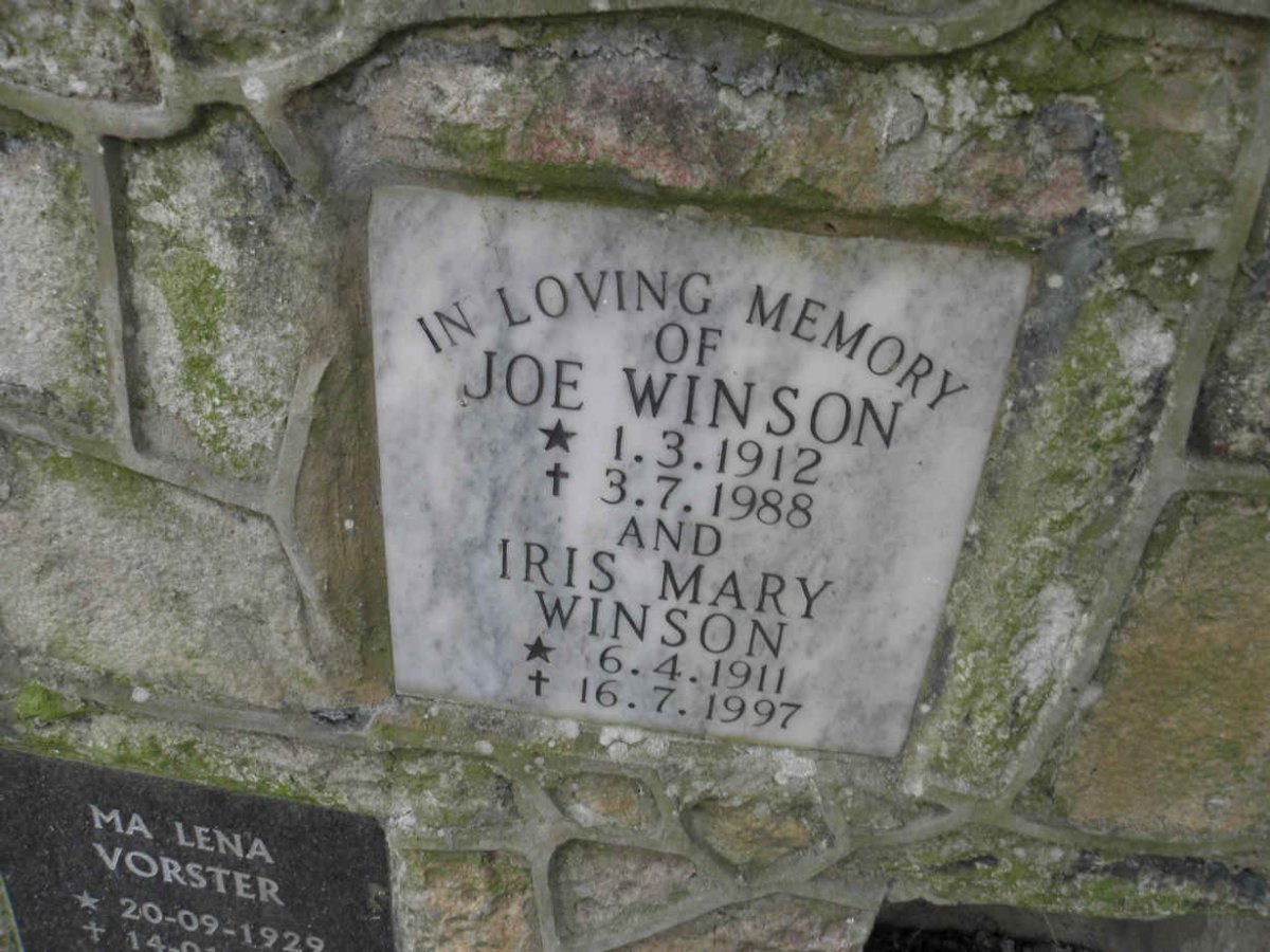 WINSON Joe 1912-1988 &amp; Iris Mary 1911-1997