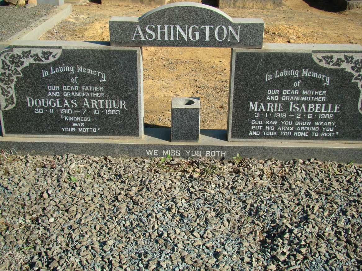 ASHINGTON Douglas Arthur 1910-1983 &amp; Marie Isabella 1919-1982