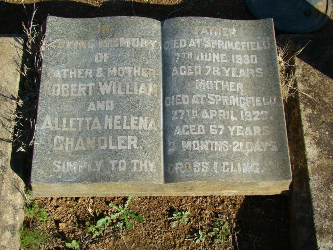 CHANDLER Robert William -1930 &amp; Aletta Helena -1923