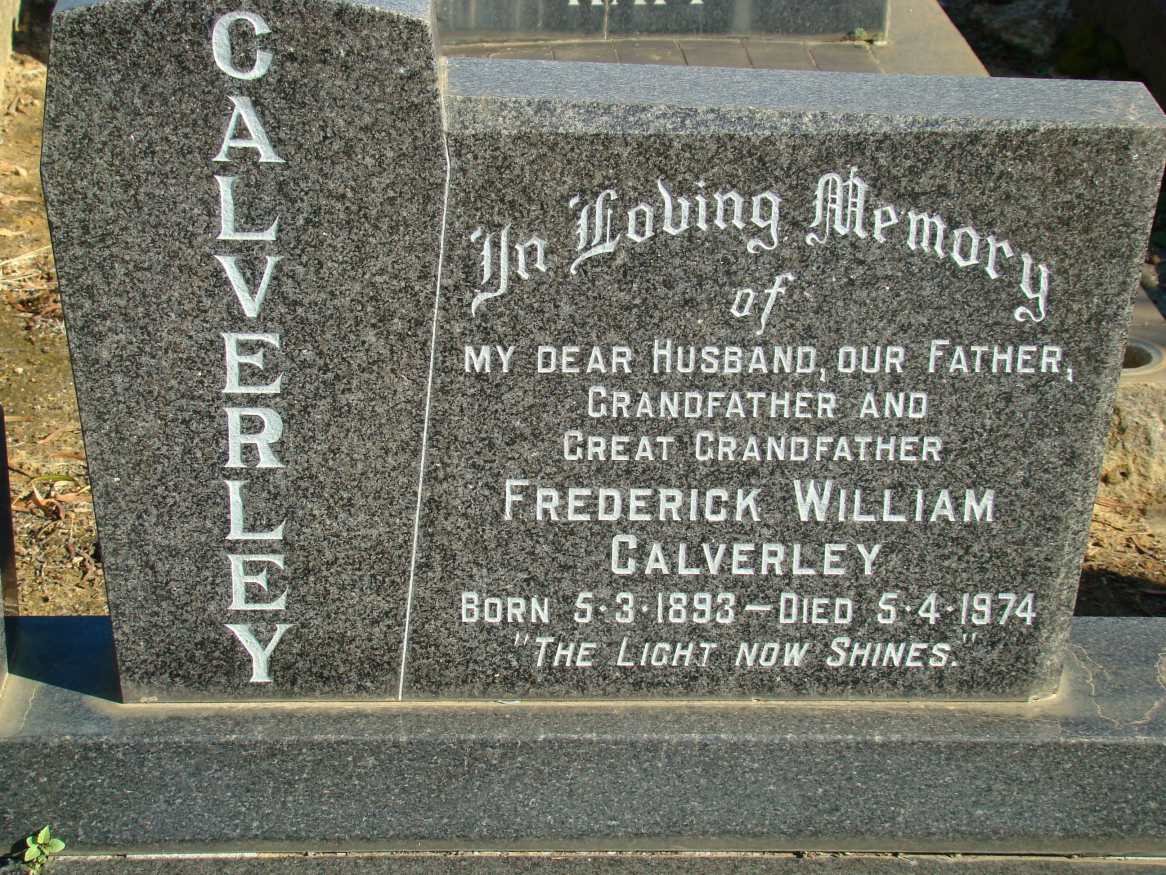 CALVERLEY Frederick William 1893-1974