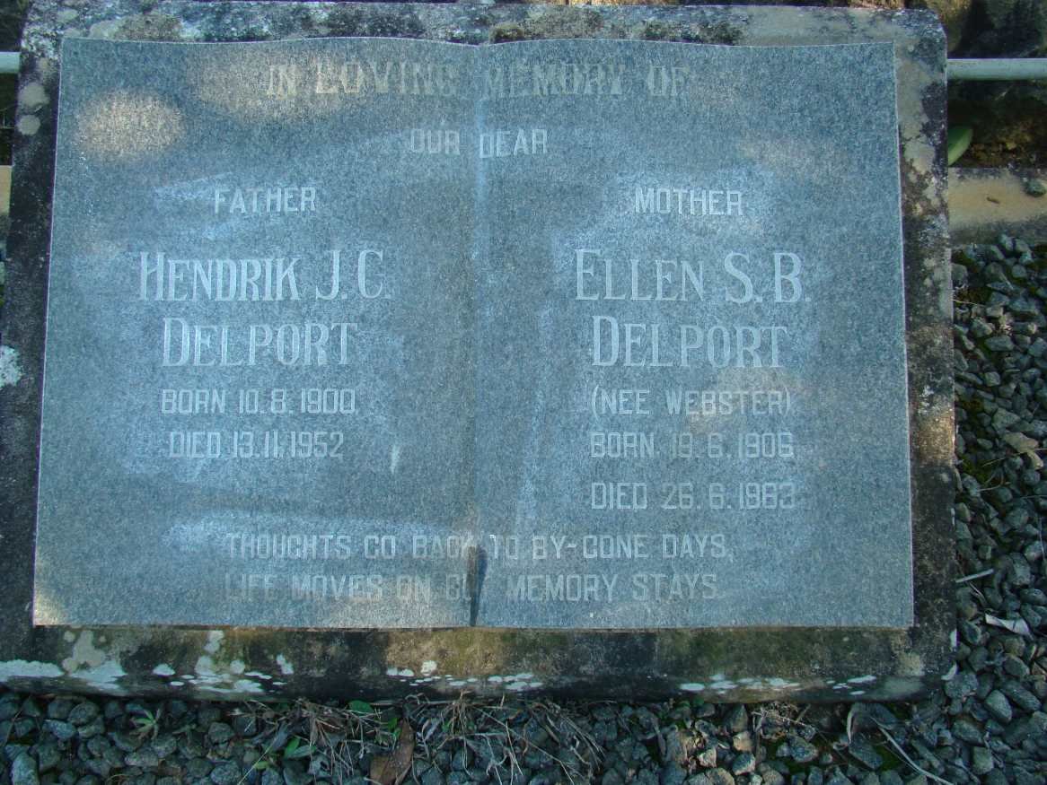 DELPORT Hendrik J.C. 1900-1952 &amp; Ellen S.B. WEBSTER 1906-1983