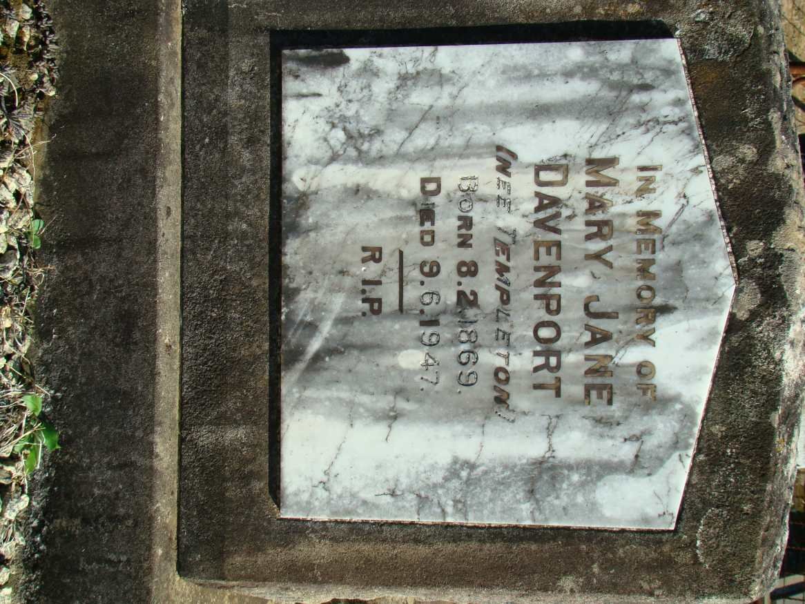 DAVENPORT Mary Jane nee TEMPLETON 1869-1947