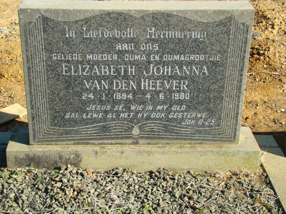 HEEVER Elizabeth Johanna, van den 1894-1980