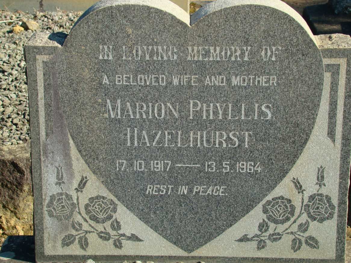 HAZELHURST Marion Phyllis 1917-1964
